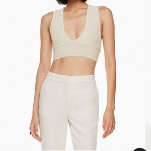 Aritzia Sculpt Knit Deep V Tank in colors Matte Pearl and Toasty